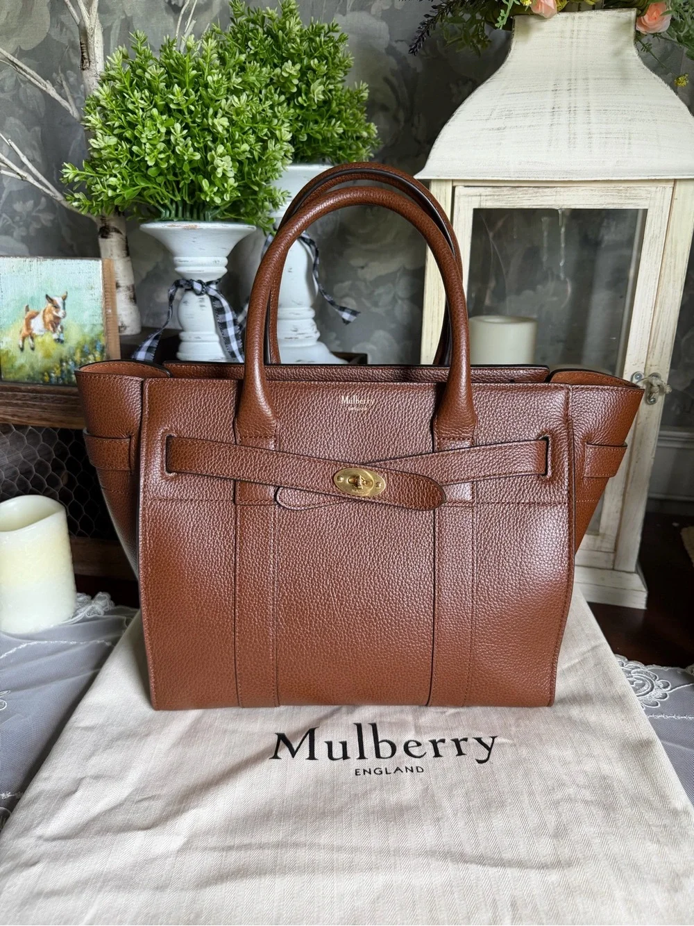 Mulberry Brown Pebbled Leather Small Bayswater Tote Purse